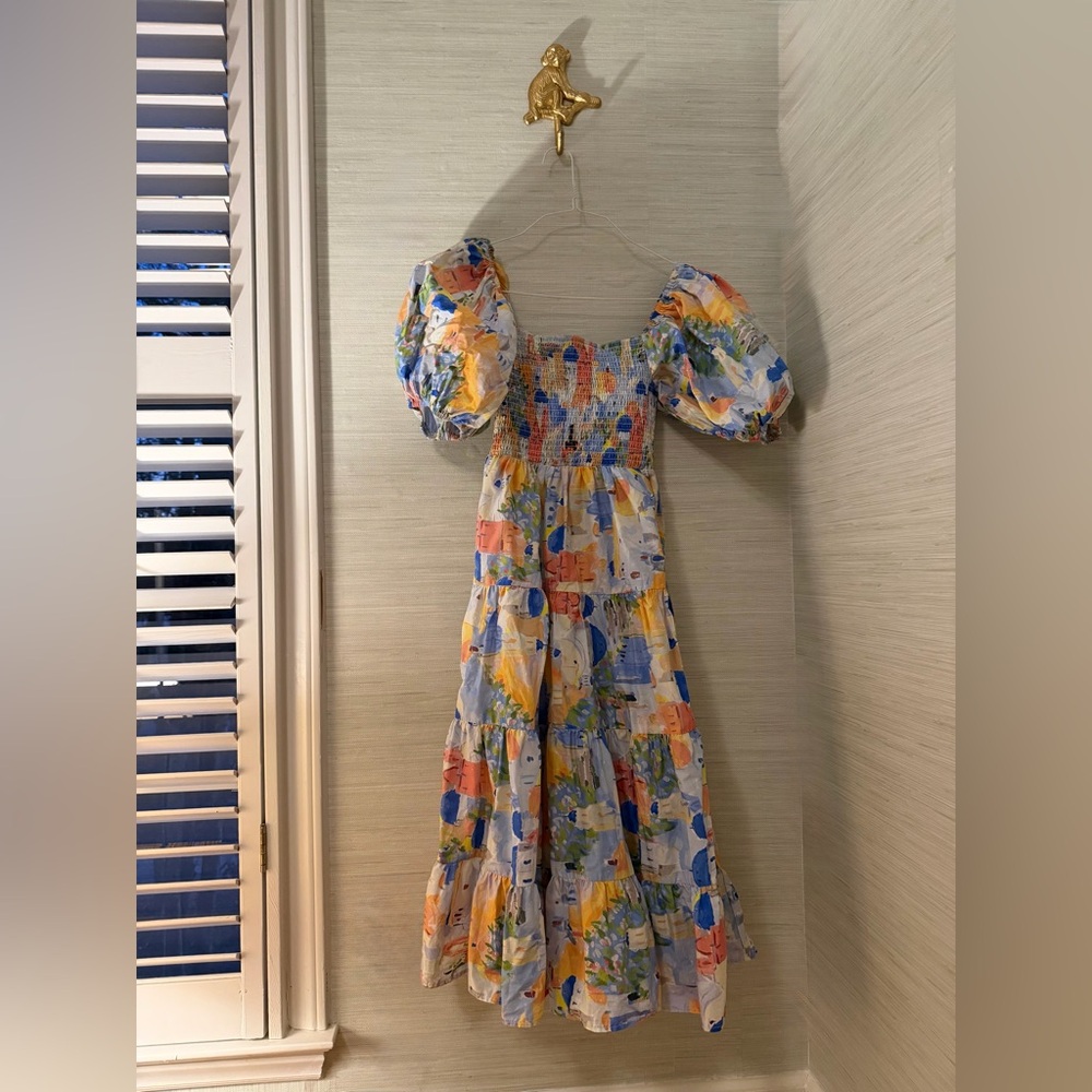 Pinch Smocked Puff Sleeve Midi Dress